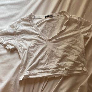 White brandy cropped tee